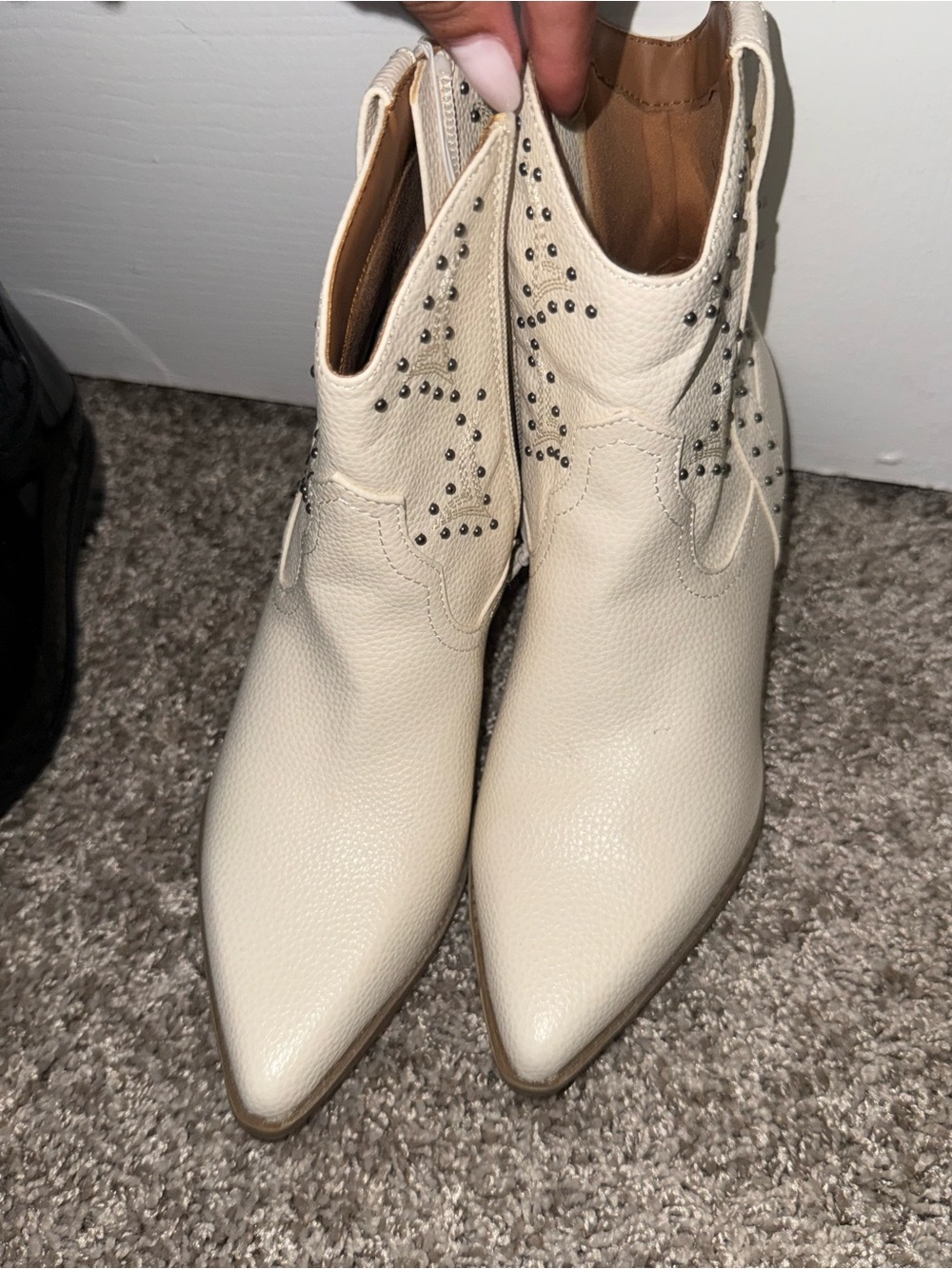Target Cream Studded Pointed-Toe Ankle Booties
